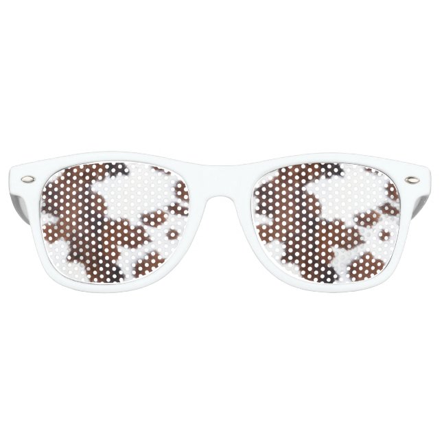 Cow hide Brown White Retro Sunglasses (Front)