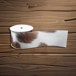 cow hide brown white satin ribbon