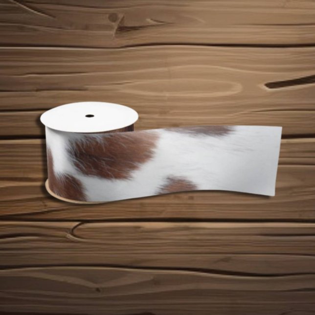cow hide brown white satin ribbon (Creator Uploaded)