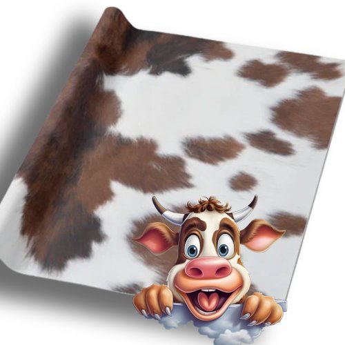 cow hide brown white  wrapping paper