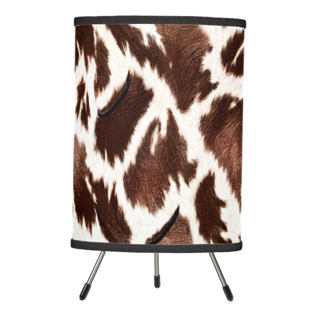 Cow Hide Design Throw Pillow Tripod Lamp (Front)