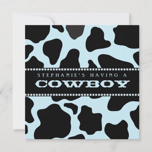 Cow Hide Print Cowboy Baby Shower Invitation