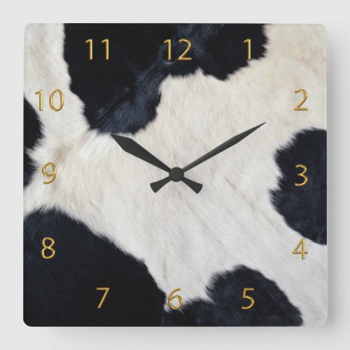 Cow Hide Square Wall Clock