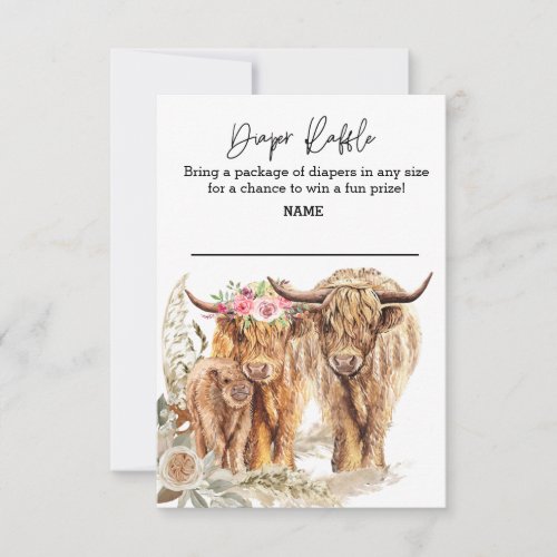 Cow Highland Baby Shower Couples Diaper Raffle Invitation