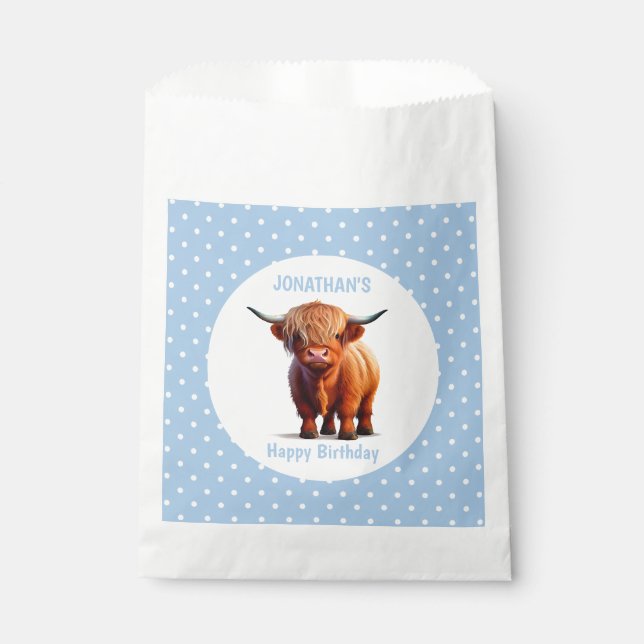 Cow Highland BLUE Favor Bag (Front)