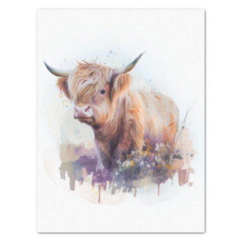 Cow Highland Farm Watercolor Tissue Paper