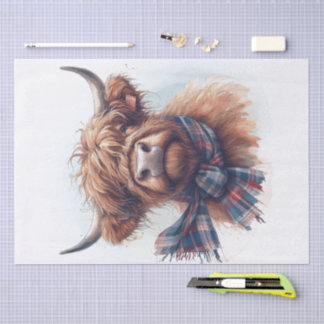 Cow Highland Farm Watercolor Tissue Paper