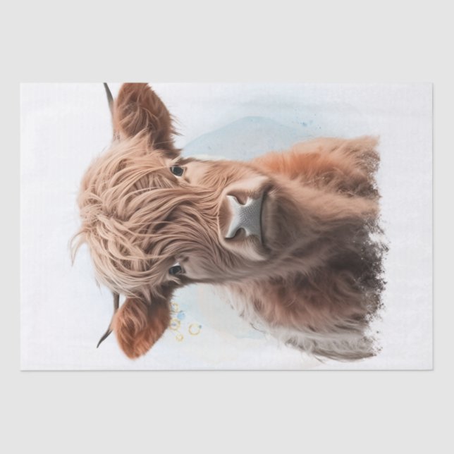 Cow Highland Farm Watercolor Tissue Paper (Front)