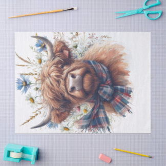 Cow Highland Farm Watercolor Tissue Paper