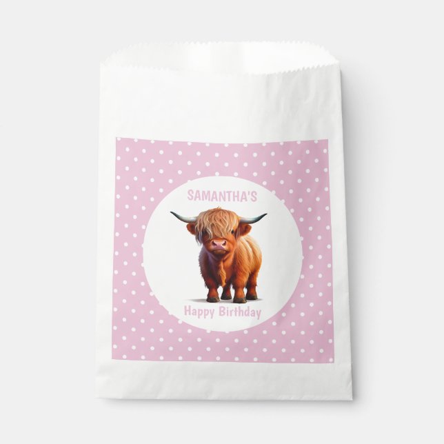 Cow Highland Pink Favor Bag (Front)