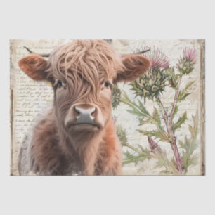 Cow Highland Scotland Thistle Watercolor Tissue Paper
