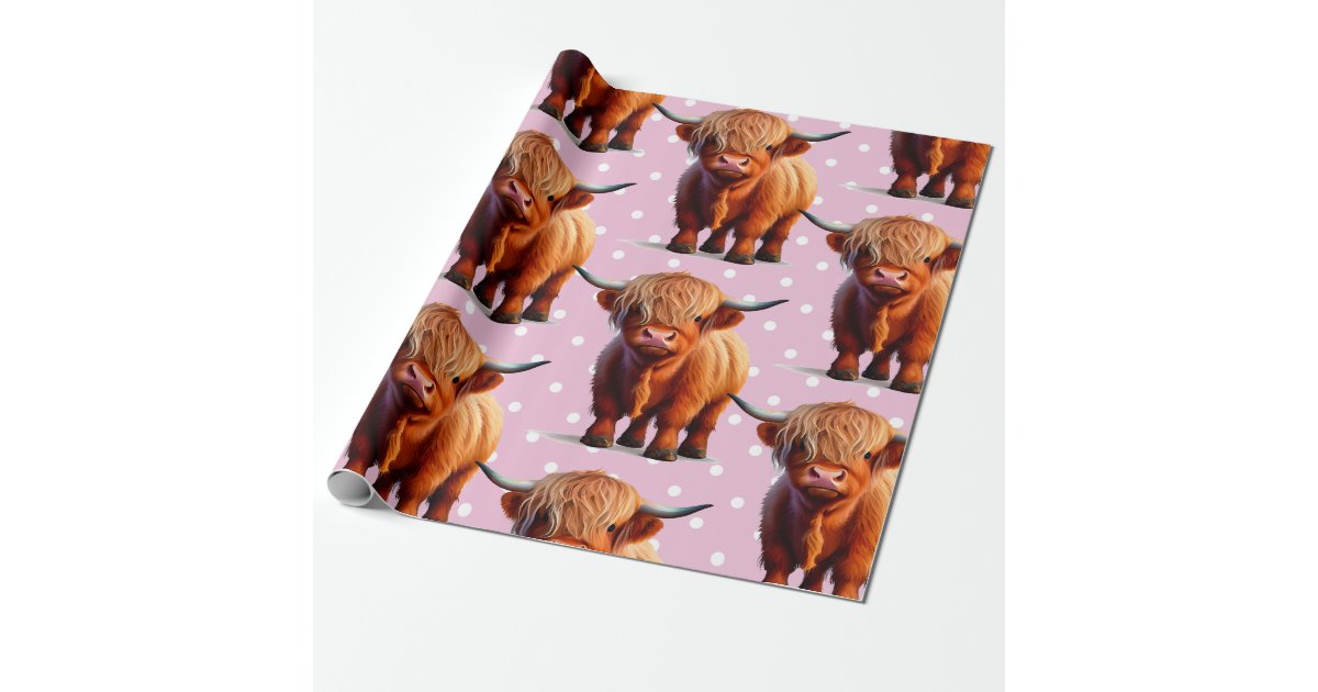 Cow highlander girl wrapping paper | Zazzle