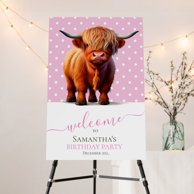 Cow Highlander Pink backdrop Foam Board (In Situ (Stand))
