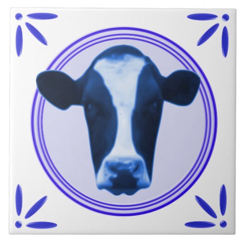 Cow Holland Delftware_Delft_Blue_Look Printed Ceramic Tile