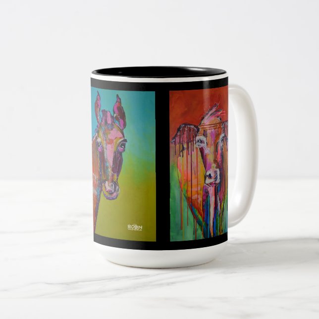 Cow Horse Buff Two-Tone Mug (Front Right)