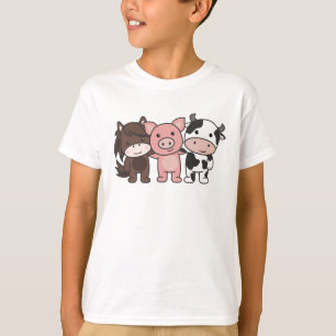 Cow Horse Pig Farm Cute Animals For Kids T-Shirt