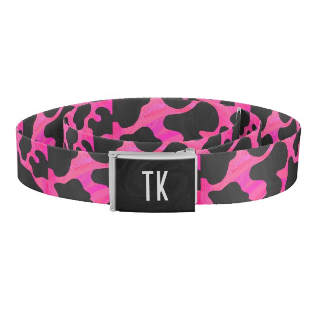 Cow Hot Pink and Black Print Belt (Coil)
