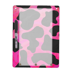 Cow Hot Pink and Black Print Dry Erase Board