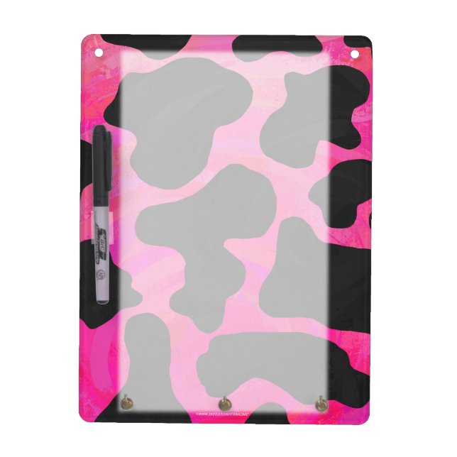 Cow Hot Pink and Black Print Dry Erase Board (Front)