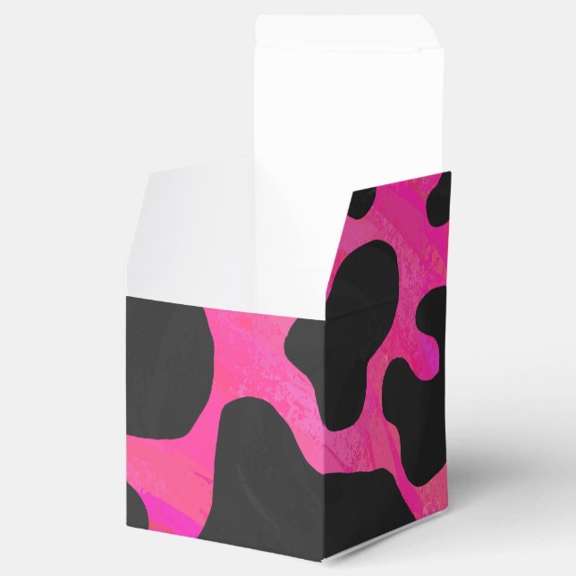 Cow Hot Pink and Black Print Favor Boxes (Opened)