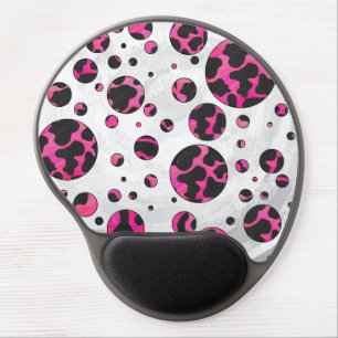 Cow Hot Pink and Black Print Gel Mouse Pad