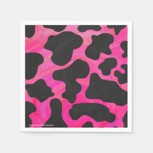 Cow Hot Pink and Black Print Paper Napkins
