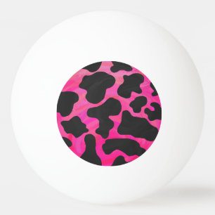 Cow Hot Pink and Black Print Ping-Pong Ball