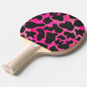 Cow Hot Pink and Black Print Ping-Pong Paddle