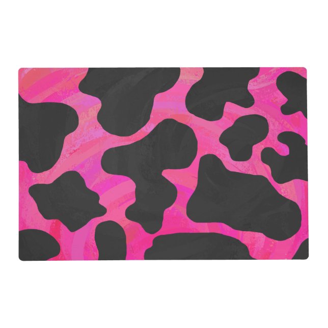Cow Hot Pink and Black Print Placemat (Front)