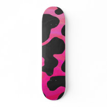 Cow Hot Pink and Black Print Skateboard