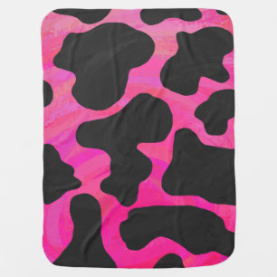Cow Hot Pink and Black Print Swaddle Blanket