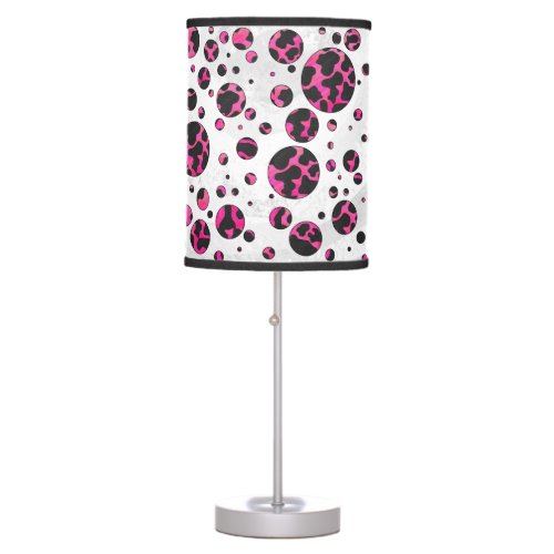 Cow Hot Pink and Black Print Table Lamp