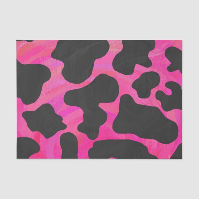 Cow Hot Pink and Black Print Tissue Paper (Front)