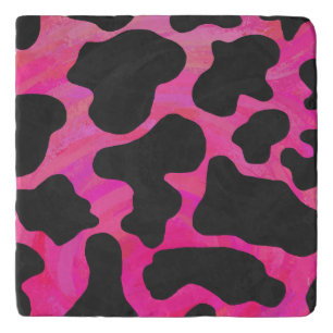 Cow Hot Pink and Black Print Trivet