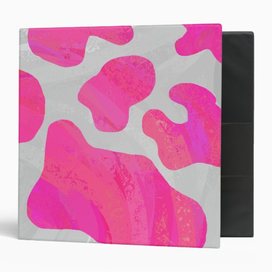 Cow Hot Pink And White Print 3 Ring Binder