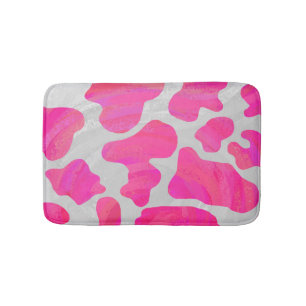 Cow Hot Pink and White Print Bathroom Mat