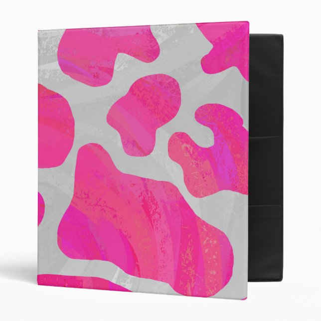 Cow Hot Pink and White Print Binder (Front/Inside)