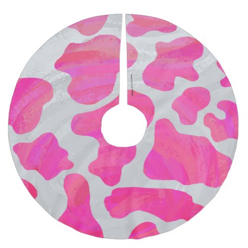 Cow Hot Pink and White Print Brushed Polyester Tree Skirt