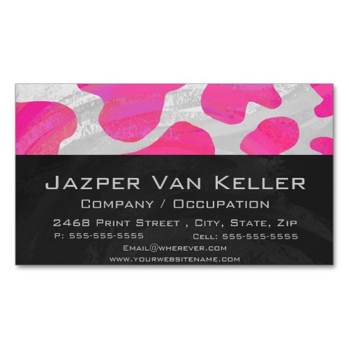 Cow Hot Pink and White Print Business Card Magnet