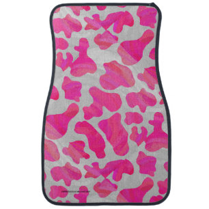 Cow Hot Pink and White Print Car Mat