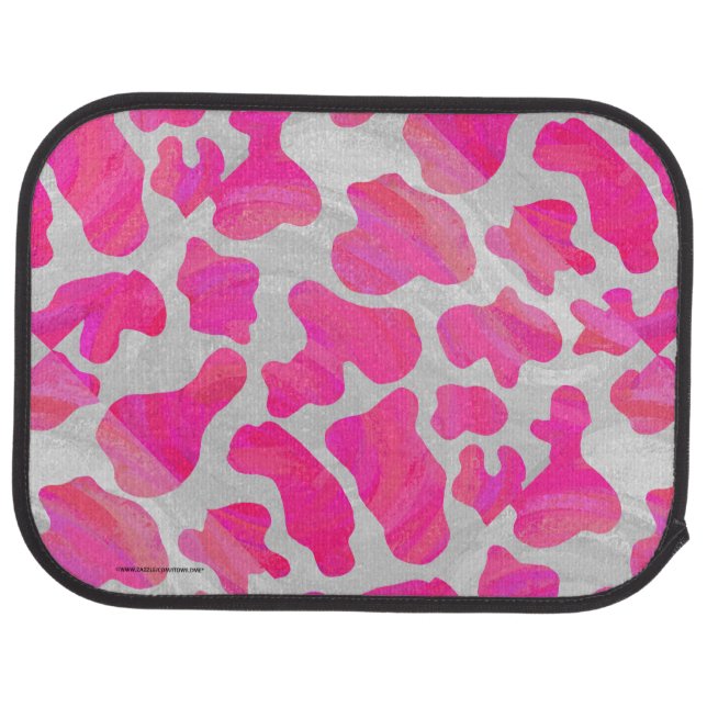 Cow Hot Pink and White Print Car Mat (Rear)