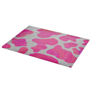 Cow Hot Pink and White Print Cutting Board