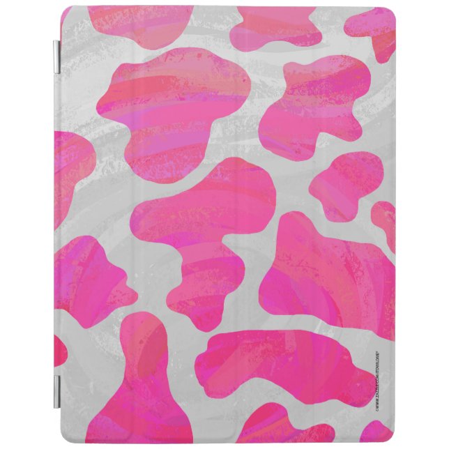 Cow Hot Pink and White Print iPad Smart Cover (Front)