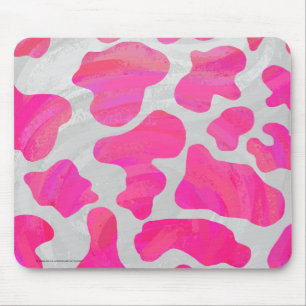 Cow Hot Pink and White Print Mouse Pad