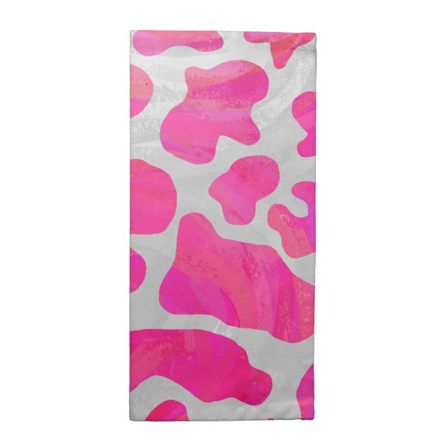 Cow Hot Pink and White Print Napkin (Half Fold)