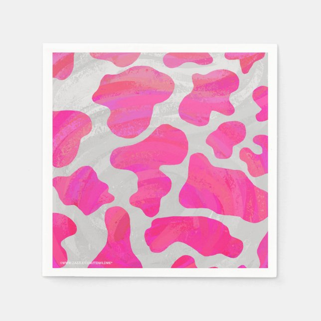 Cow Hot Pink and White Print Napkins (Front)
