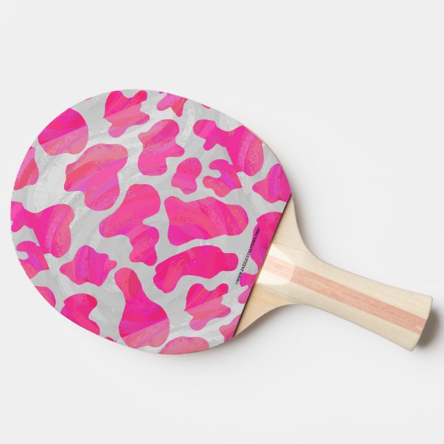 Cow Hot Pink and White Print Ping-Pong Paddle (Side)