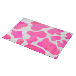 Cow Hot Pink and White Print Placemat