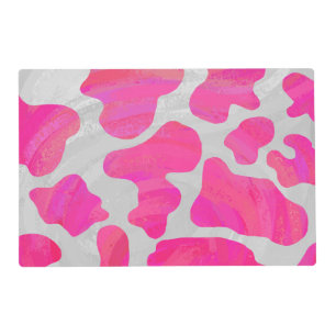 Cow Hot Pink and White Print Placemat