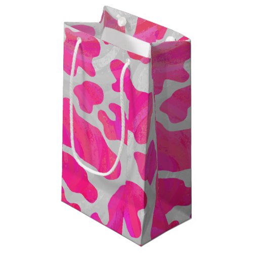 Cow Hot Pink and White Print Small Gift Bag